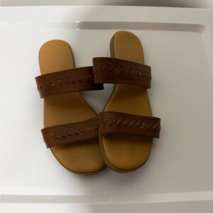 Sonoma Tan Leather Slide Sandals